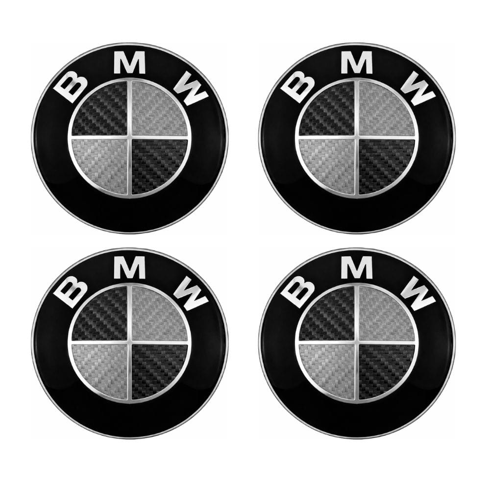 Emblema BMW carbono adhesivo de 65 mm con relieve para llantas
