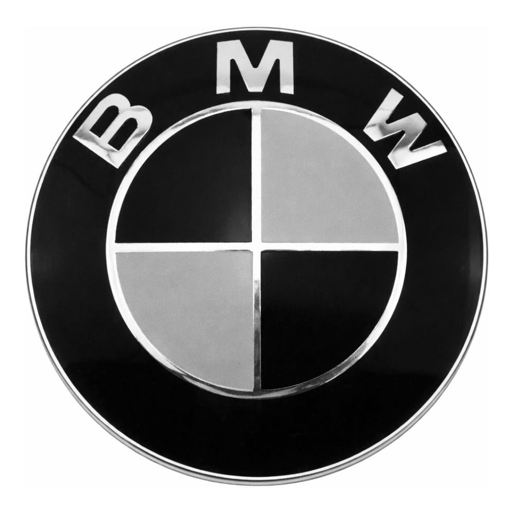 Logo BMW 82 MM blanco y negro para capó, maletero o panel lateral