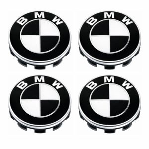 Emblema BMW blanco y negro para centro de llanta de 56 mm