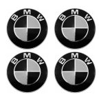 Emblema BMW blanco y negro adhesivo de 65 mm con relieve para llantas