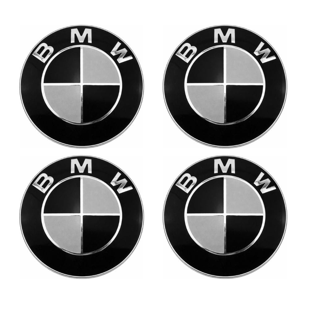 Emblema BMW blanco y negro adhesivo de 65 mm con relieve para llantas