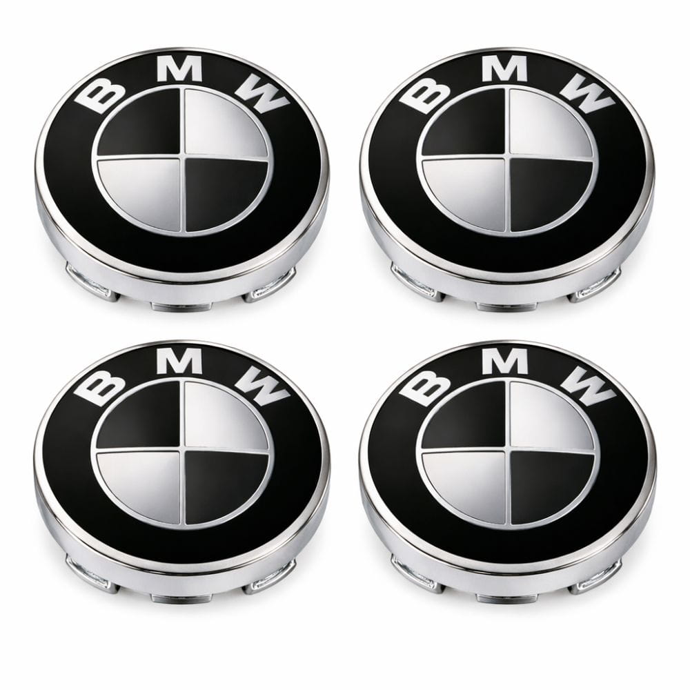 Logo BMW 60 MM para centro de ruedas con el logo en blanco y negro de BMW