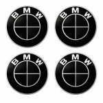 Emblema BMW negro adhesivo de 65 mm con relieve para llantas