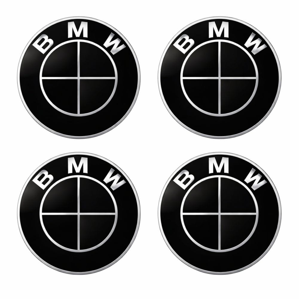 Emblema BMW negro adhesivo de 65 mm con relieve para llantas