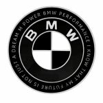 Emblema BMW blanco y negro edición especial con letras; BMW PERFORMANCE I KNOW THAT MY FUTURE IS NOT JUST A DREAM M POWER