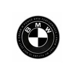Emblema BMW blanco y negro edición especial con letras; BMW PERFORMANCE I KNOW THAT MY FUTURE IS NOT JUST A DREAM M POWER de 45 MM