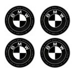 Emblema BMW blanco y negro edición especial con letras; BMW PERFORMANCE I KNOW THAT MY FUTURE IS NOT JUST A DREAM M POWER de 65 MM para llantas adhesivo