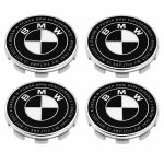 Emblema BMW blanco y negro edición especial con letras; BMW PERFORMANCE I KNOW THAT MY FUTURE IS NOT JUST A DREAM M POWER de 68 MM para llantas