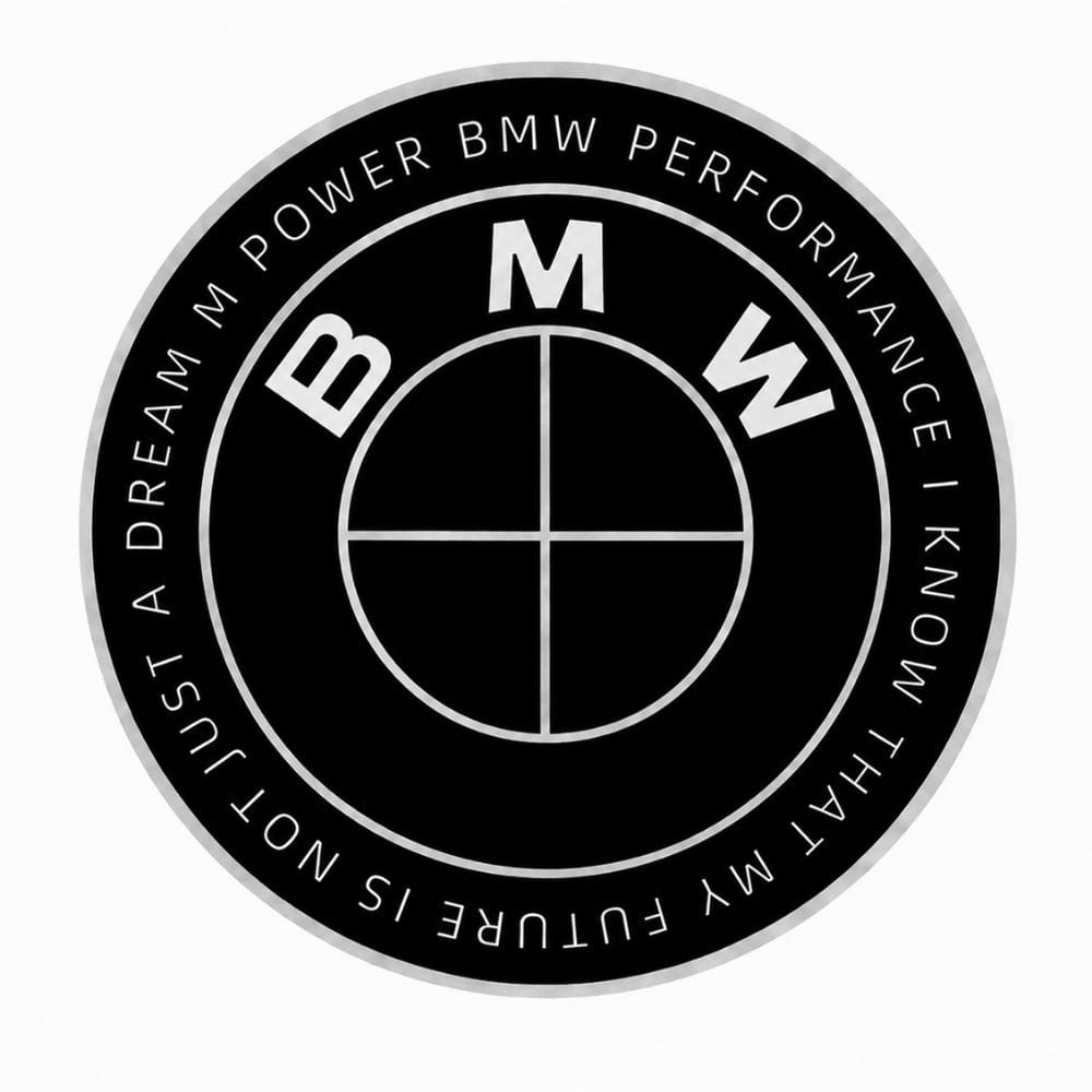 Insignia BMW PERFORMANCE I KNOW THAT MY FUTURE IS NOT JUST A DREAM M POWER de 82 MM para capó o maletero