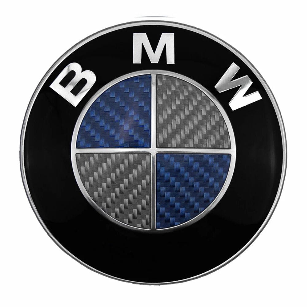 Insignia BMW carbono para capó maletero 82 MM 2 PINES