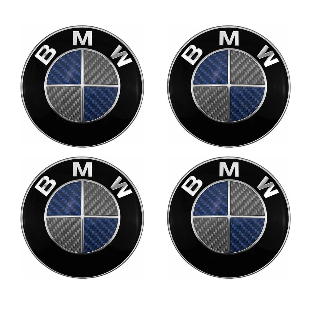 Emblema BMW carbono adhesivo de 65 mm con relieve para llantas