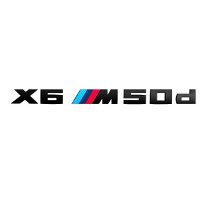 Emblema adhesivo X6 M50d para maletero negro brillo compatible con BMW