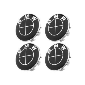 Emblemas negro para centro de llantas compatibles con BMW 68 MM