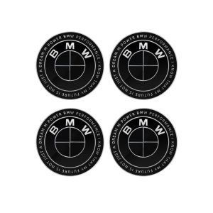 Emblemas adhesivos negro Performance para centro de llantas compatibles con BMW 65 MM