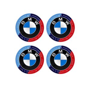 Emblemas adhesivos Performance para centro de llantas compatibles con BMW 65 MM