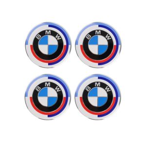 Emblemas adhesivos 50 Aniversario para centro de llantas compatibles con BMW 65 MM