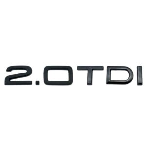 Emblema adhesivo 2.0 TDI negro brillo para maletero compatible con Audi