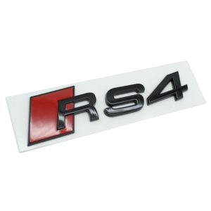 Emblema adhesivo RS4 negro brillo para maletero compatible con Audi