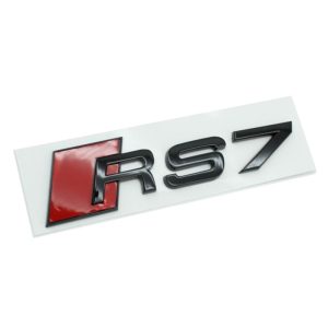 Emblema adhesivo RS7 negro brillo para maletero compatible con Audi