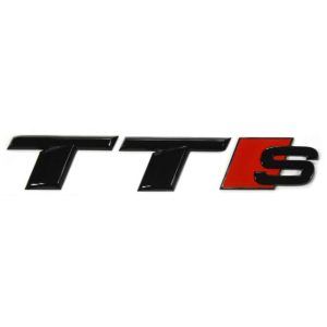 Emblema adhesivo TTS negro brillo para maletero compatible con Audi
