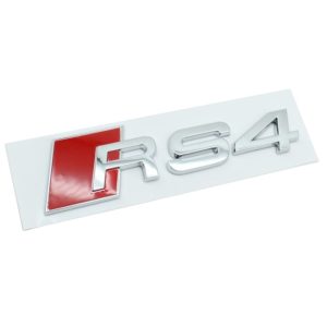 Emblema adhesivo RS4 cromado para maletero compatible con Audi
