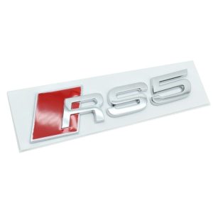 Emblema adhesivo RS5 cromado para maletero compatible con Audi