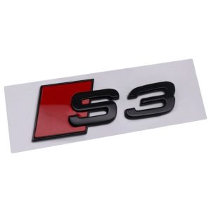 Emblema adhesivo S3 negro brillo para maletero compatible con Audi