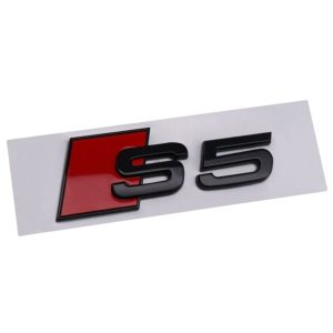 Emblema adhesivo S5 negro brillo para maletero compatible con Audi