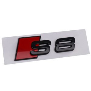 Emblema adhesivo S8 negro brillo para maletero compatible con Audi