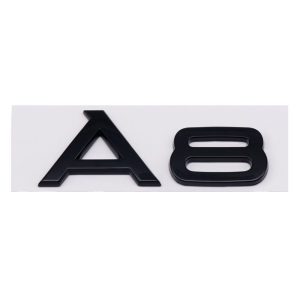 Emblema adhesivo A8 negro brillo para maletero compatible con Audi