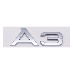 Emblema adhesivo A3 cromado para maletero compatible con Audi