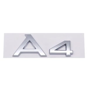 Emblema adhesivo A4 cromado para maletero compatible con Audi