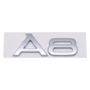 Emblema adhesivo A8 cromado para maletero compatible con Audi