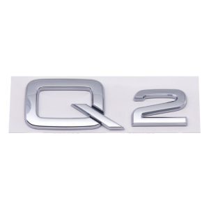 Emblema adhesivo Q2 cromado para maletero compatible con Audi