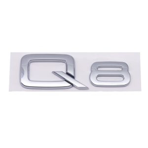 Emblema adhesivo Q8 cromado para maletero compatible con Audi