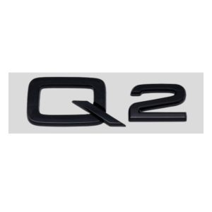 Emblema adhesivo Q2 negro brillo para maletero compatible con Audi