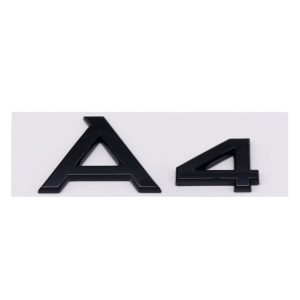Emblema adhesivo A4 negro brillo para maletero compatible con Audi