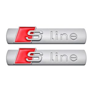 Emblemas adhesivos S Line para laterales gris brillo compatible con Audi