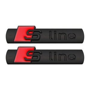 Emblemas adhesivos S Line para laterales negro brillo compatible con Audi
