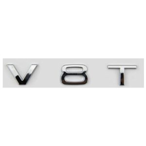 Emblema V8T cromado para maletero/laterales compatible con Audi