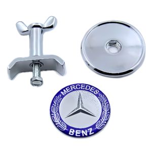 Emblema metálico para capó tipo tuerca clásico azul compatible con Mercedes Benz