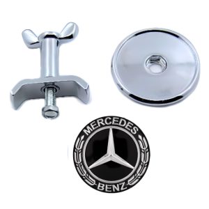 Emblema metálico para capó tipo tuerca negro compatible con Mercedes Benz