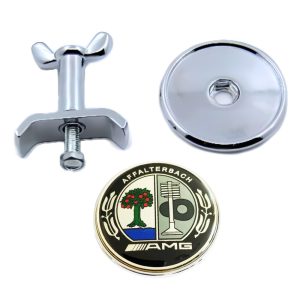 Emblema metálico para capó tipo tuerca AMG compatible con Mercedes Benz