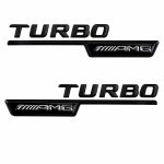Emblema TURBO AMG para aletas laterales negro brillo con AMG cromado