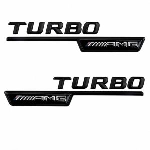 Emblema TURBO AMG para aletas laterales negro brillo con AMG cromado