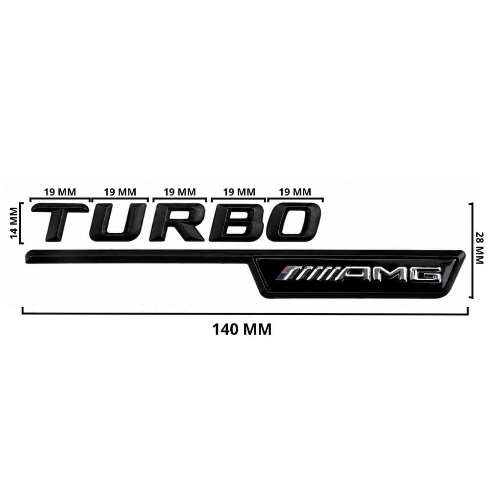 Emblema TURBO AMG para aletas laterales negro brillo con AMG cromado