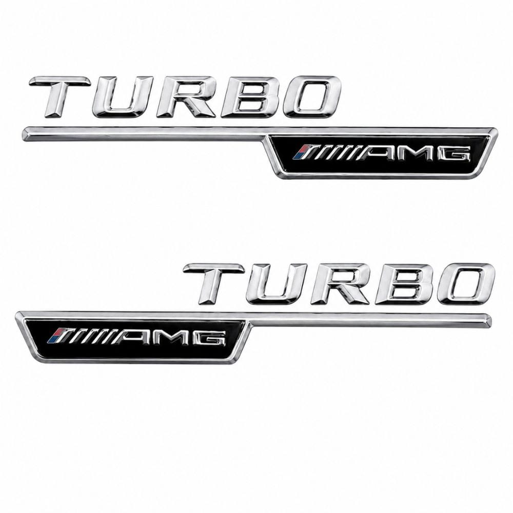 Emblema TURBO AMG para aletas laterales cromado con AMG cromado