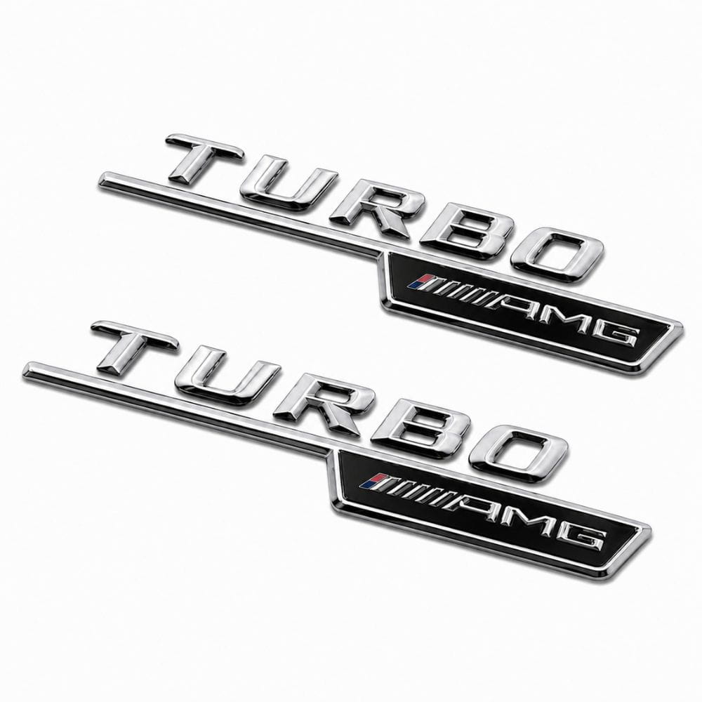 Emblema TURBO AMG para aletas laterales cromado con AMG cromado