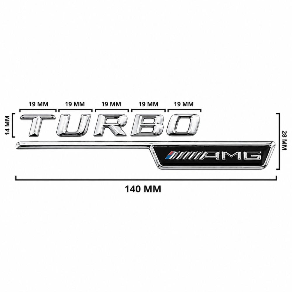 Emblema TURBO AMG para aletas laterales cromado con AMG cromado