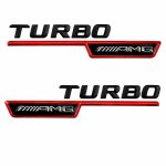 Emblema TURBO AMG para aletas laterales negro brillo y rojo con AMG cromado